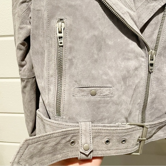 Blank NYC Cloud Grey Suede Leather Moto Biker Jacket Size Medium - Picture 17 of 17